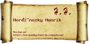Horánszky Henrik névjegykártya